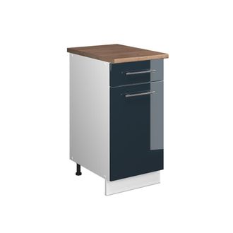 Vicco Mueble Bajo Para Fregadero/placa Fame-line, Azul Oscuro Alto Brillo/blanco, 40 Cm, Et Roble, Vicco