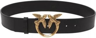 Pinko Love Berry H4 Riem - Dames - Riemen - Zwart - M - Leer - Accessoires