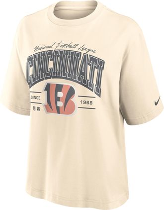 Nike Cincinnati Bengals Vintage Mod Boxy Nike Womens NFL T-Shirt in White | 01CM15A9A-U9E