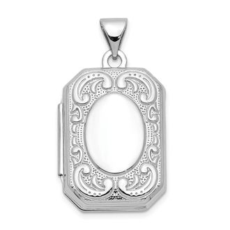Diamond2Deal 14K White Gold 20mm Book Scroll Border Locket Pendant