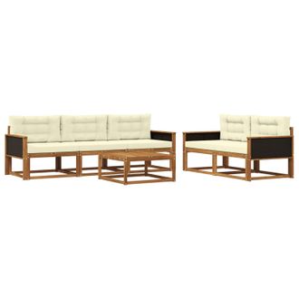 vidaXL Conjunto De Sof&aacute;s De Exterior Con Coj&iacute;n 6 Pcs Natural Y Crema Vidaxl