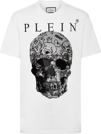 Philipp Plein T-Shirt Round Neck Skull - Heren - T-shirts - Wit - 3XL - Katoen - Tops