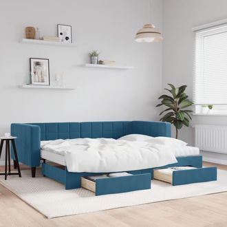 vidaXL Vidaxl - Sof&aacute; Cama Nido Con Cajones Terciopelo Azul 90x200 Cm