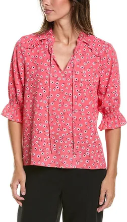 CeCe by Cynthia Steffe Cece Elbow Sleeve Split Neck Blouse