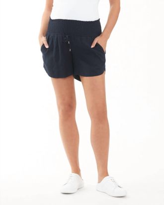 Ripe Indi Shirred Linen Short In Navy