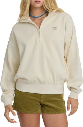 Billabong Classic Feels Half-Zip Cotton Fleece Sweatshirt in White Cap at Nordstrom, Size X-Small
