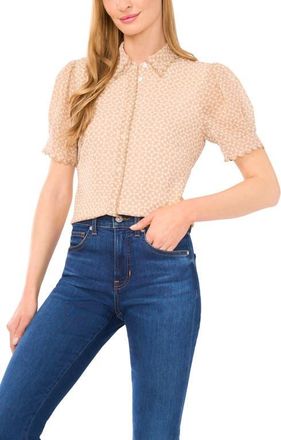 CeCe by Cynthia Steffe Print Scallop Shirt in Birch at Nordstrom, Size X-Large