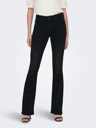 Only Bootcut-Jeans ONLY ONLBLUSH MID FLARED DNM TAI1099 NOOS, Damen, Gr. XL (42), L&auml;nge 32, schwarz (washed schwarz), Denim/Jeans, Obermaterial: 92% Baumwo