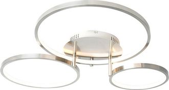 QAZQA Moderno Plafón moderno de acero con led y regulador - Rondas Aluminio Orgánica Incluye led Max. 1 x 30 Watt - Qazqa