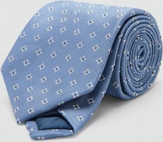 Mango Cravatta seta disegno geometrico celeste - Uomo - Taglia unica - MANGO MAN