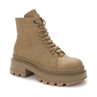 Betsy Warme beige enkellaarsjes voor vrouwen - Dames - Veterlaarzen - Beige - 36 EU - Wol - Schoenen