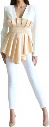 Blithe Camille Pleated Blouse In White/champagne