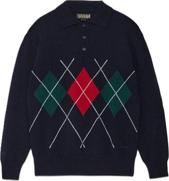 Baracuta Argyle Polo Neck - Heren - Ronde hals truien - Veelkleurig - M - Wol - Truien & Vesten