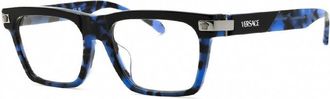 Versace Eyeglasses Rectangle Full Rim, Top Black Havana Blue Frame And Clear Demo Lenses Lens Ve3354F5460