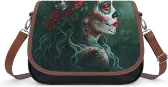 Generic Day of The Dead Floral Skull Goth Crossbody Bags for Women Shoulder Messenger Bag Purse Handbags