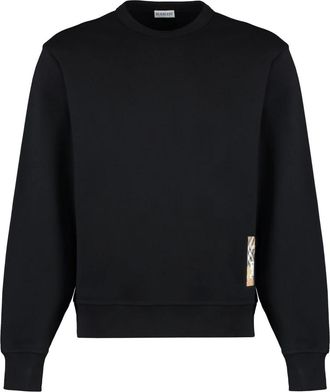 Burberry Sweatshirts, male, Black, Size: L Ribbed crew-neck sweatshirt in cotton blend