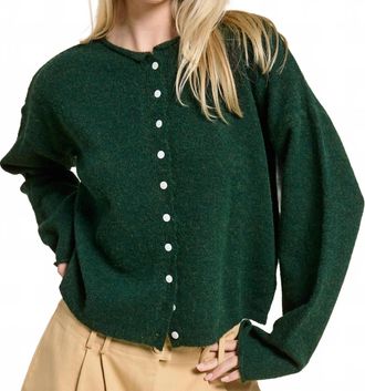 Mimosa Essential Button Down Cardigan Top In Hunter Green