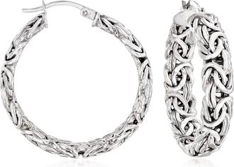Ross-Simons Sterling Silver Medium Byzantine Hoop Earrings