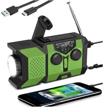No Brand Radio Port&aacute;til De Alarma Para Condiciones Clim&aacute;ticas Severas Am/fm De Onda Corta, Bater&iacute;a De 2000 Mah, Cargador Solar Con Manivela, Linterna Led, Bate
