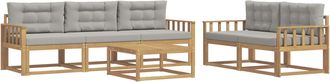 vidaXL Conjunto De Sof&aacute;s De Exterior 6 Uds. Blanco Y Gris Claro Vidaxl