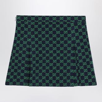 Gucci Mini gonna in piquet di cotone GG blu navy/verde