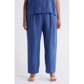 Eileen Fisher Pleated Organic Linen Lantern Pants in Deep Dive at Nordstrom, Size 2X