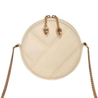 Bulgari Pre-owned Cross Body Bags, female, White, Size: ONE SIZE Pre-owned Serpenti Cabochon Smooth Calf Leather Shoulder Bag