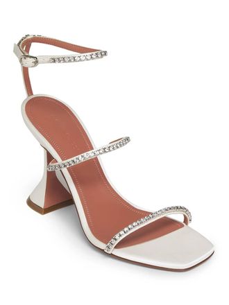 Amina Muaddi Womens Gilda Sandals In White Leather