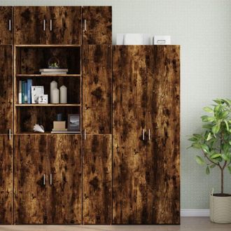 vidaXL Vidaxl - Armario Estrecho Madera Ingenier&iacute;a Roble Ahumado 30x42,5x225 Cm