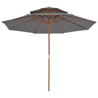 Berkfield Home Elegant Double Decker Parasol with Wooden Pole 270 cm Anthracite in Charcoal