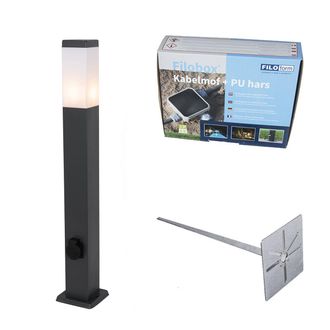 QAZQA Qazqa Moderno L&aacute;mpara De Exterior Gris Oscuro 80 Cm Con Casquillo Ip44 - Malios Acero /pl&aacute;stico Alargada Adecuado Para Led Max. 1 X 60 Watt