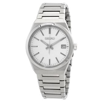 Seiko Classic Quartz White Dial Mens Watch SUR553P1