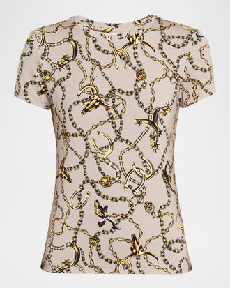 L'agence Ressi Short-Sleeve Long Horn Chain Tee