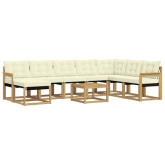 vidaXL Conjunto De Sof&aacute;s De Exterior Con Coj&iacute;n 9 Pcs Blanco Y Crema Vidaxl