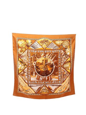 Herm&egrave;s 20th Century Au Son Du Tam Tam Silk Scarf 90 scarves - Marrone