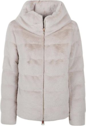 Herno Jassen, Dames, Beige, M, Stijlvolle Faux Fur Jassen