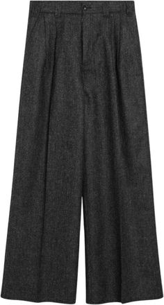 Maison Margiela Broeken, Dames, Grijs, S, Wol, Wollen broek met wijde pijpen