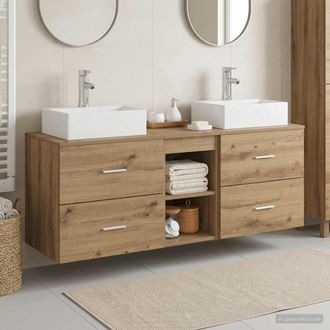 vidaXL Vidaxl Set Di Armadi Da Bagno 3 Pz Rovere Artigianale