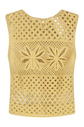 Pinko Crochet Knit Tank Top - Yellow