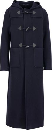 Prada Single-Breasted Coats, male, Blue, M, Wool Duffle Coat