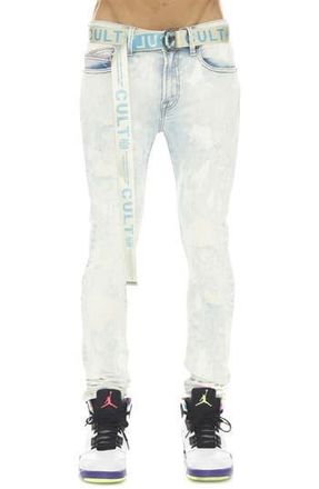Cult of Individuality Punk Belted Distressed Super Skinny Jeans in Sky at Nordstrom Rack, Size 40