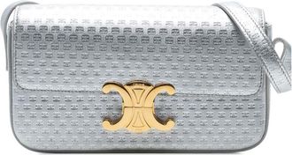 Celine Pre-owned Celine Triomphe All Over Laminated Calfskin Claude Shoulder Bag S-CU-4223