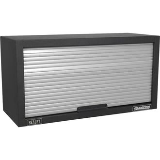 Loops 680mm Modular Wall Cabinet - Easy Access Tambour Style Front - Aluminium Handles