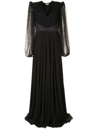 Givenchy sheer-lace detail dress - women - Silk - 36 - Black