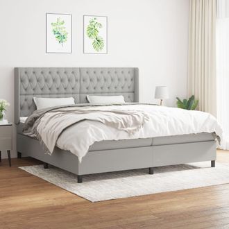 vidaXL Vidaxl - Cama Box Spring Con Colch&oacute;n Tela Gris Claro 200x200 Cm
