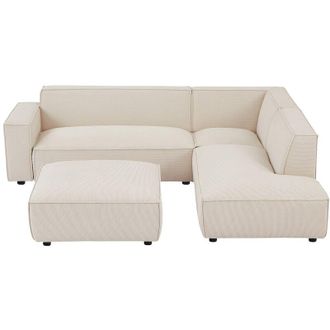 Vente-Unique Pascal Morabito - Divano e pouf in Velluto a coste Beige - Angolo a destra - borore