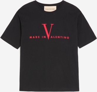 Valentino Garavani Black Round Neck Logo T-Shirt