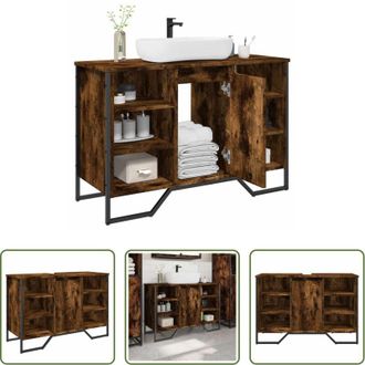vidaXL vidaXL Armadietto da bagno - Mobile Lavabo Bagno Rovere Fumo 91x35x60 cm in Truciolato