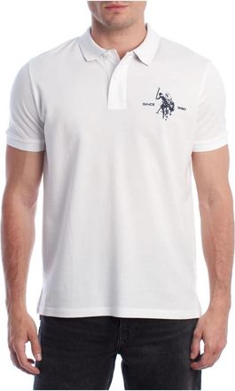 U.S.Polo Association Sportieve Polo Shirt met Tricolor Detail - Heren - Polos - Wit - 2XL - Katoen - Tops
