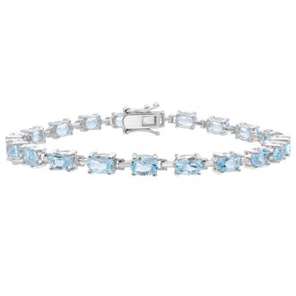 Diamond2Deal 925 Sterling Siilver Sky Blue Topaz Tennis Bracelet 7.25
